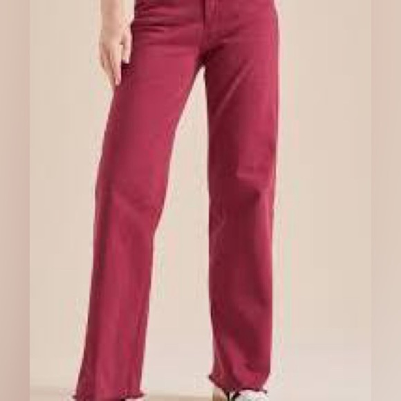 Altar’d state Loraline Straight Leg maroon raw hem Pants size 30 - Picture 1 of 9